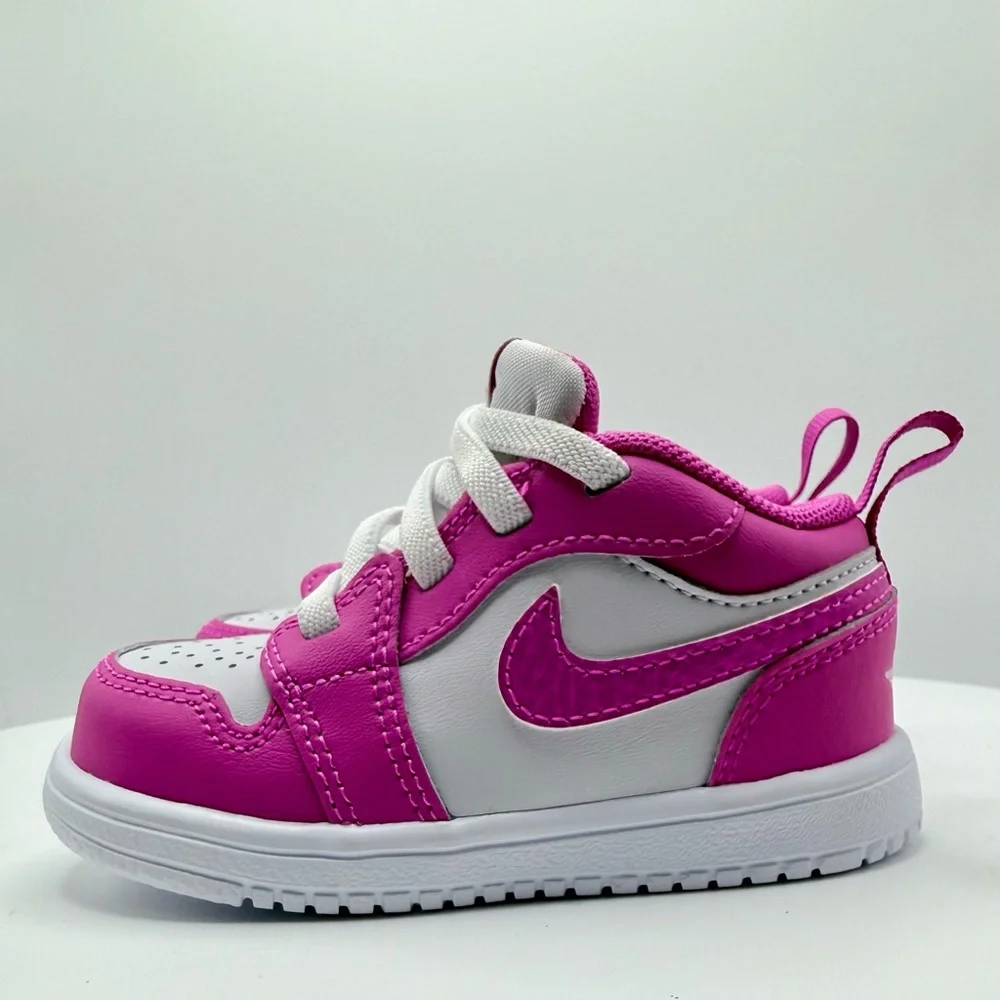 Nike Air Jordan 1 Low Toddler Sneakers Pink White | Size 5C | FN7398-600 - Picture 3 of 7
